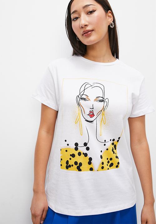 Superbalist - Relaxed tee - white gold glam graphic