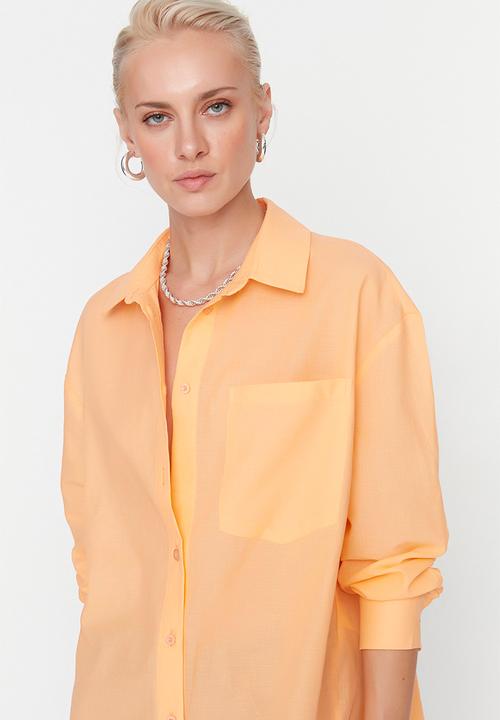 Trendyol - Oversized cotton shirt - orange