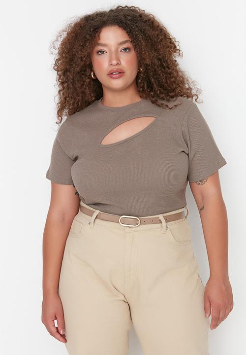 Trendyol - Plus cut out knit top - mink