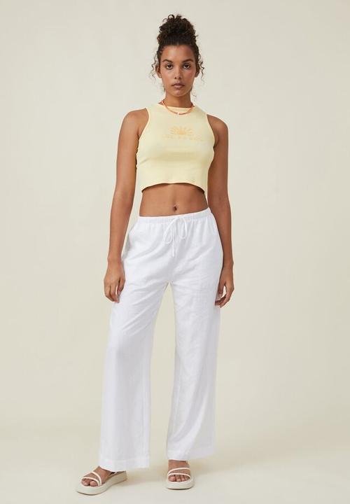 Cotton On - High neck graphic tank - el verano/pale yellow