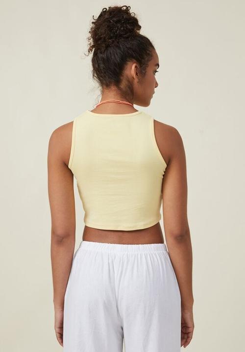Cotton On - High neck graphic tank - el verano/pale yellow