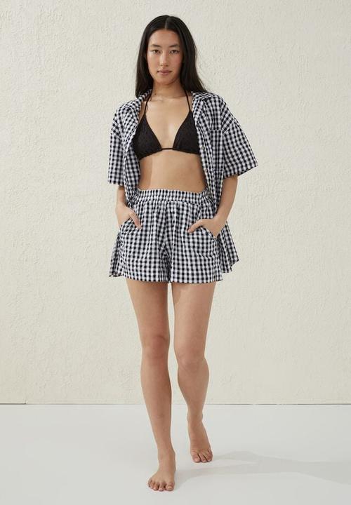 Cotton On - Relaxed beach short - black gingham