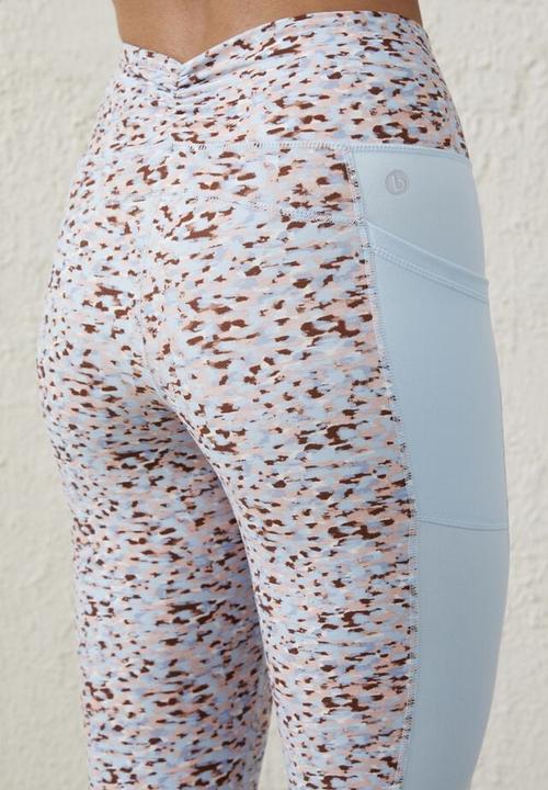 Cotton On - Ultra soft booty lift pocket full length tight - painterly texture silky blue
