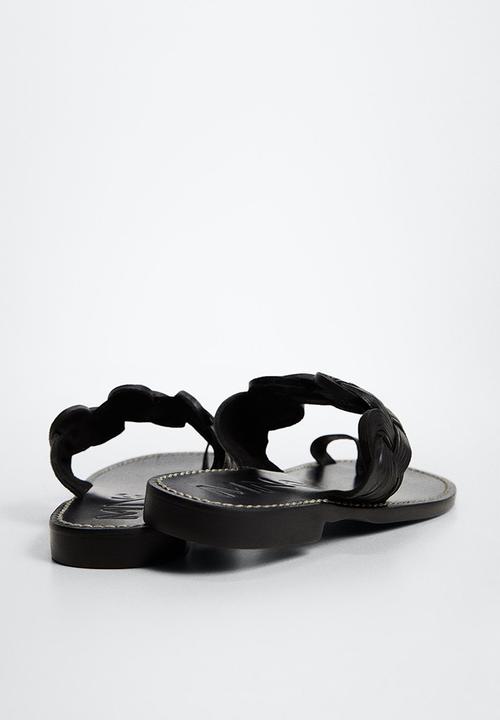 MANGO - Sea leather sandal - black