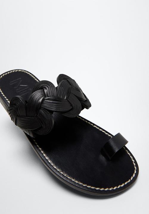 MANGO - Sea leather sandal - black