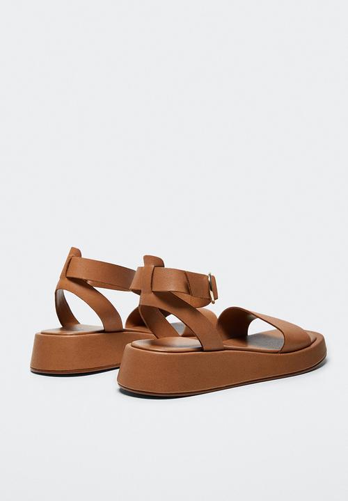 MANGO - Sala leather sandal - medium brown