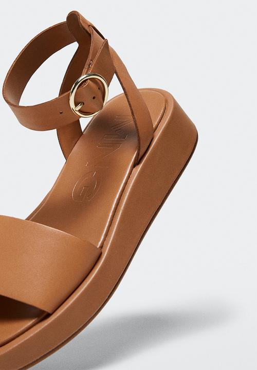 MANGO - Sala leather sandal - medium brown