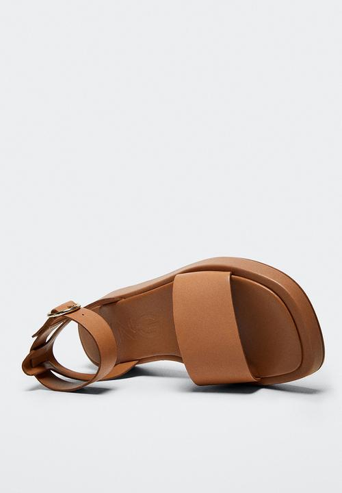 MANGO - Sala leather sandal - medium brown