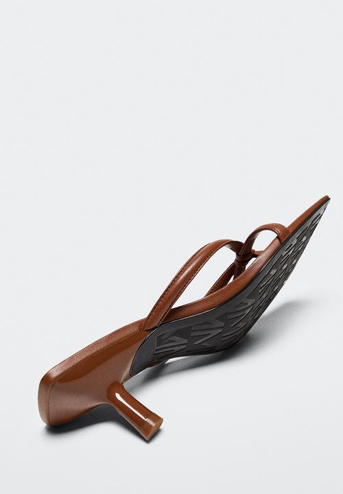 MANGO - Tarta leather heel - brown
