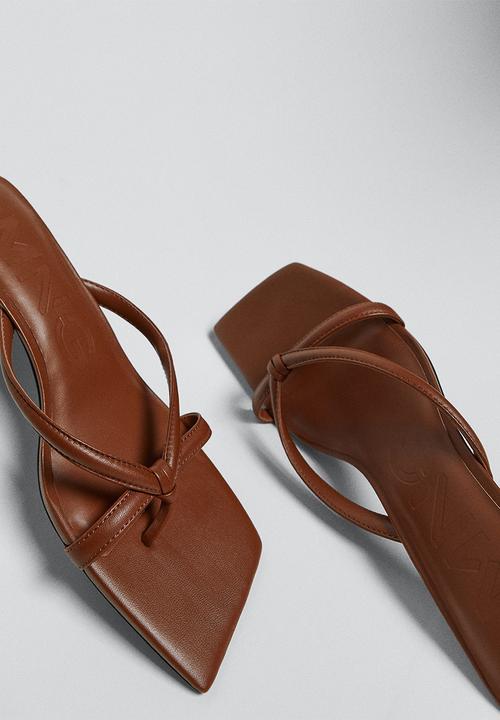 MANGO - Tarta leather heel - brown