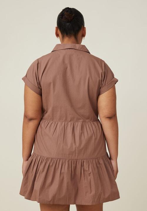 Cotton On - Curve woven nikki mini shirt dress - russet brown