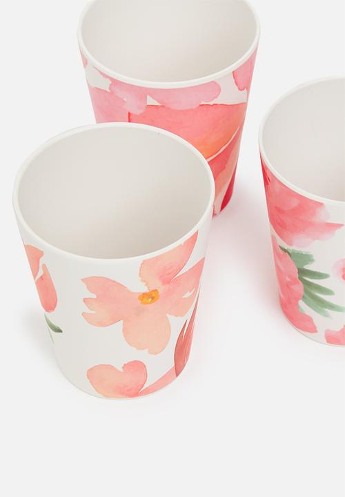Excellent Houseware - Rose melamine mug set of 3- pink