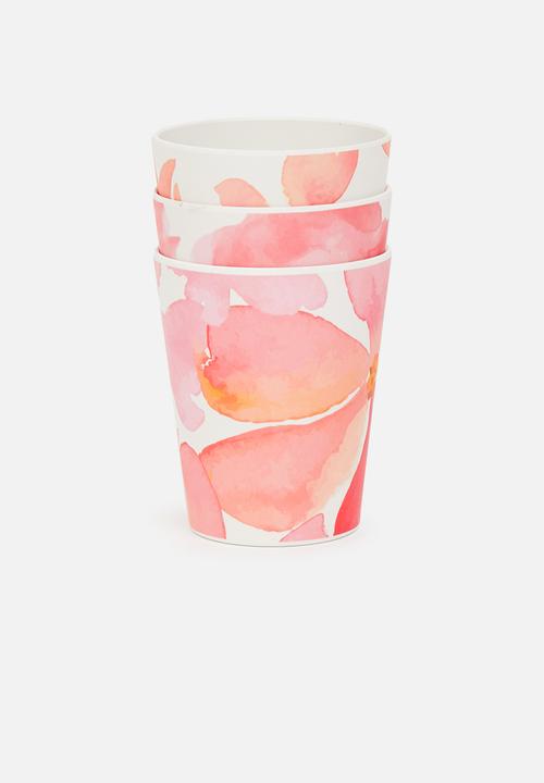 Excellent Houseware - Rose melamine mug set of 3- pink