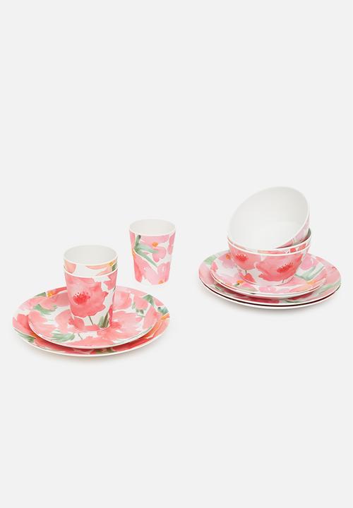 Excellent Houseware - Rose melamine mug set of 3- pink