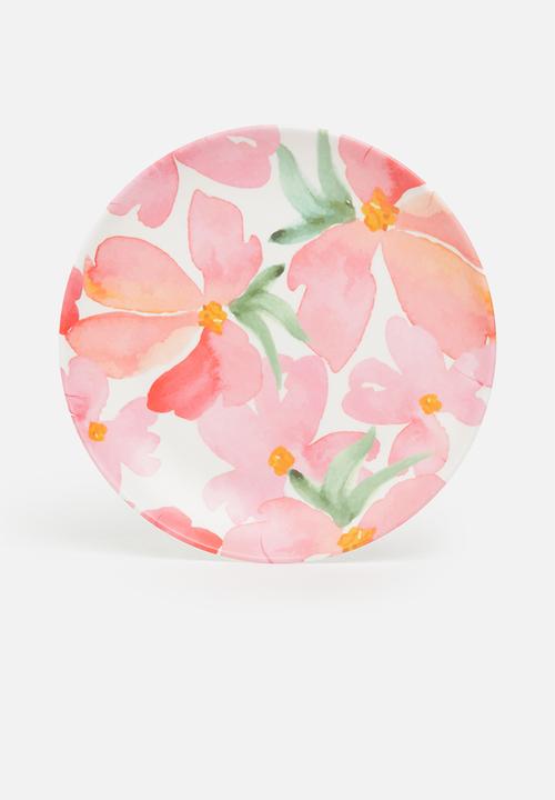Excellent Houseware - Rose melamine side plate set of 3- pink