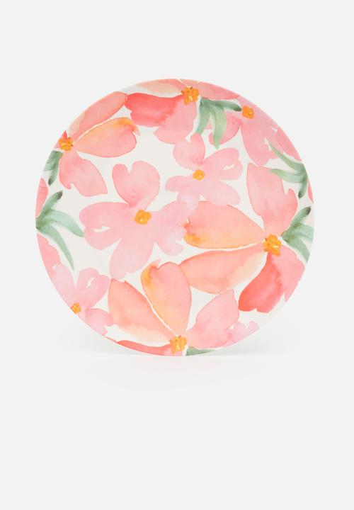 Excellent Houseware - Rose melamine dinner plate set of 3-pink