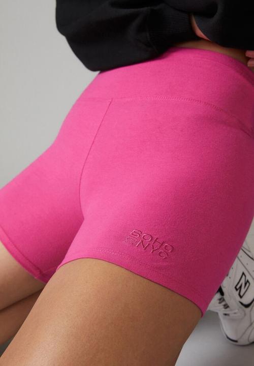 Factorie - Cheeky high waisted printed bike short - raspberry rose/soho ny