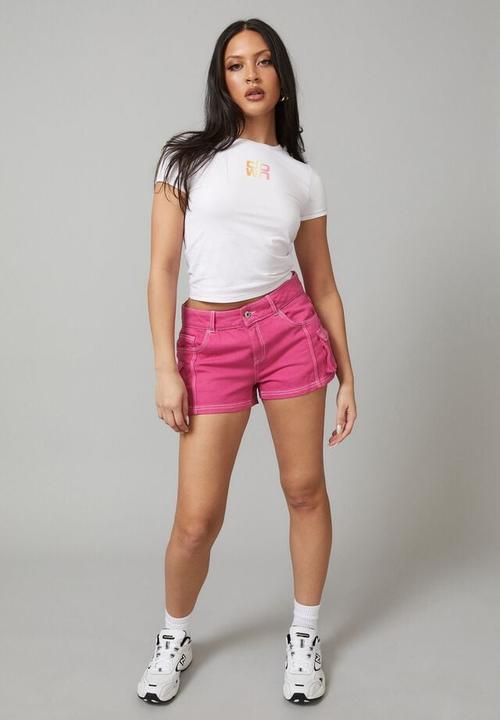 Factorie - Micro denim cargo short - raspberry rose