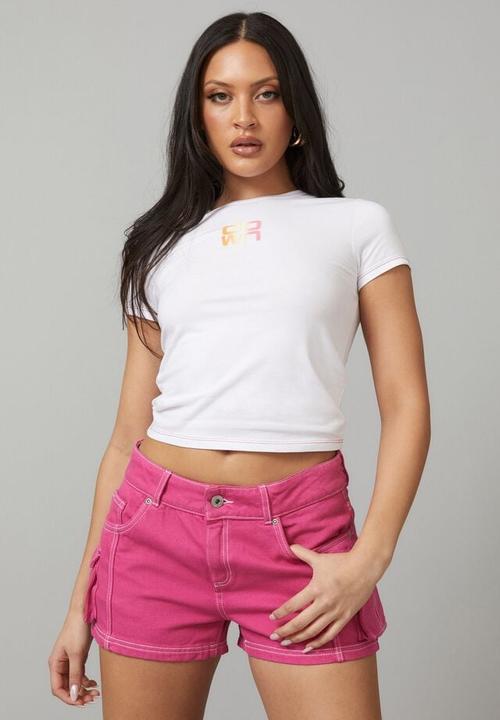 Factorie - Micro denim cargo short - raspberry rose