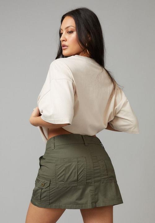 Factorie - Micro mini cargo skirt - army green
