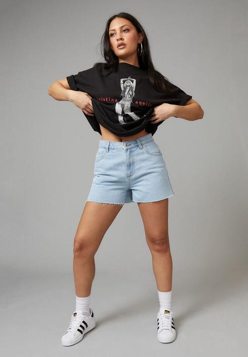 Factorie - Relaxed denim short - ice blue