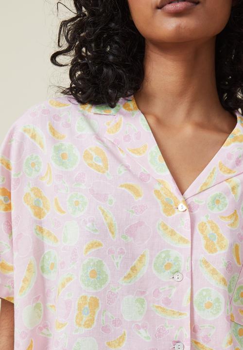 Cotton On - Body linen blend sleep set - textured fruit salad