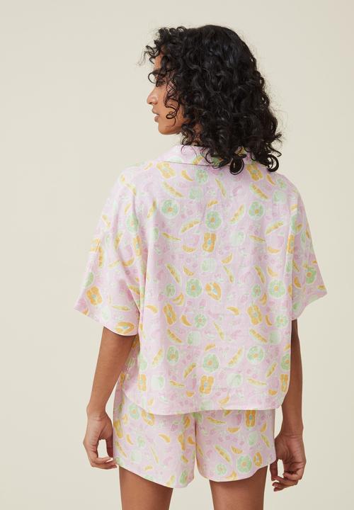 Cotton On - Body linen blend sleep set - textured fruit salad