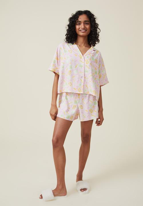 Cotton On - Body linen blend sleep set - textured fruit salad