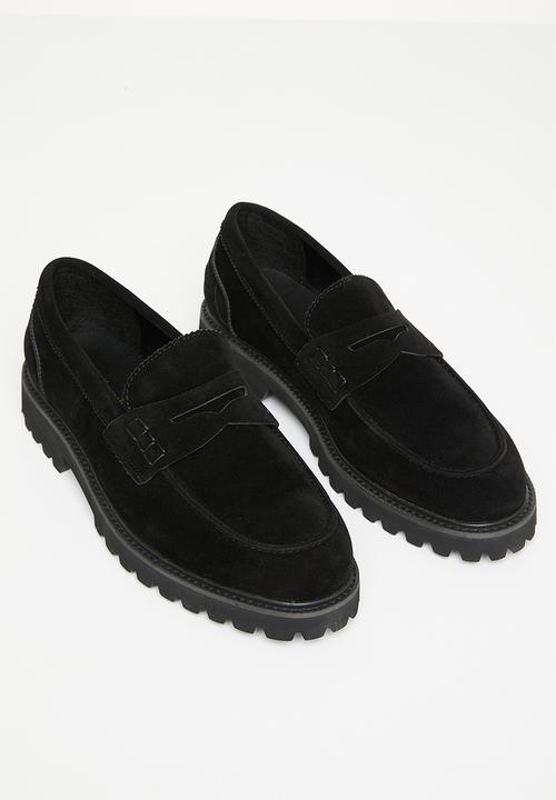 PC - Penny suede slip-on - black