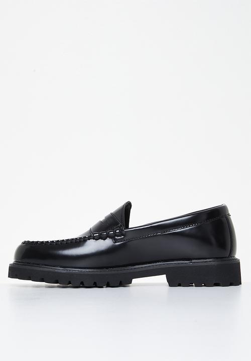 PC - Penny leather slip-on - black