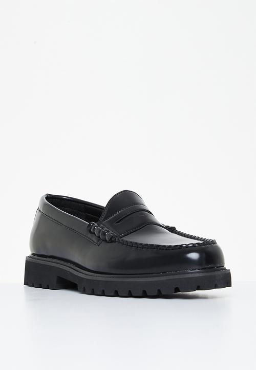 PC - Penny leather slip-on - black