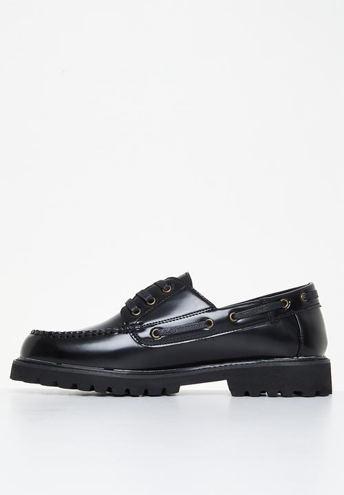 PC - Eyelet lace up leather - black