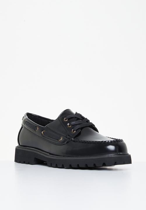 PC - Eyelet lace up leather - black