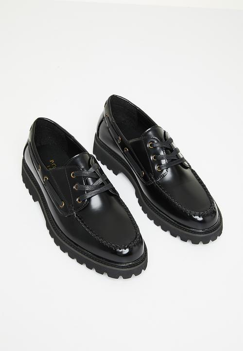 PC - Eyelet lace up leather - black