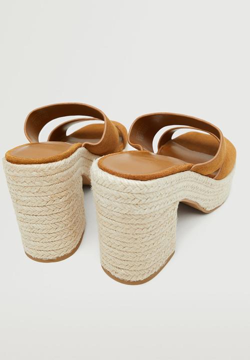 MANGO - Menos leather espadrille mule - medium brown