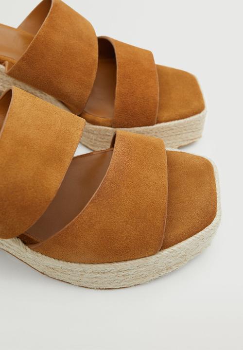 MANGO - Menos leather espadrille mule - medium brown