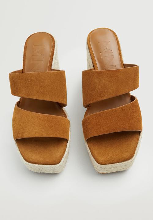 MANGO - Menos leather espadrille mule - medium brown