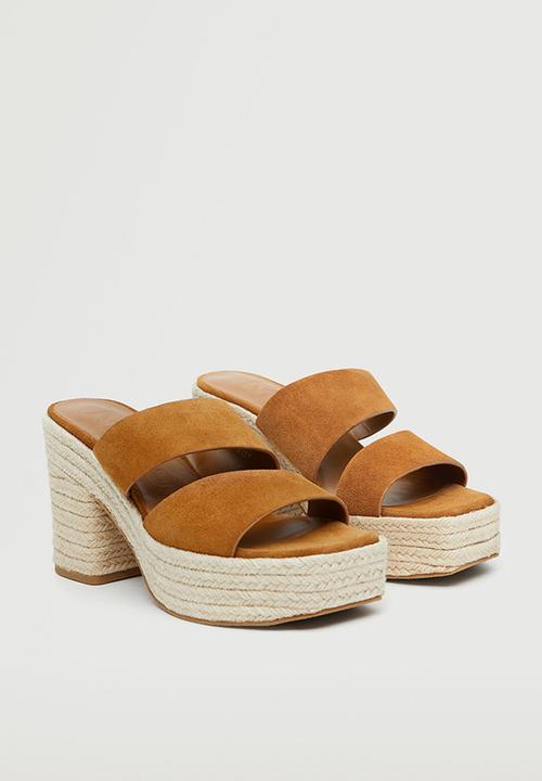MANGO - Menos leather espadrille mule - medium brown