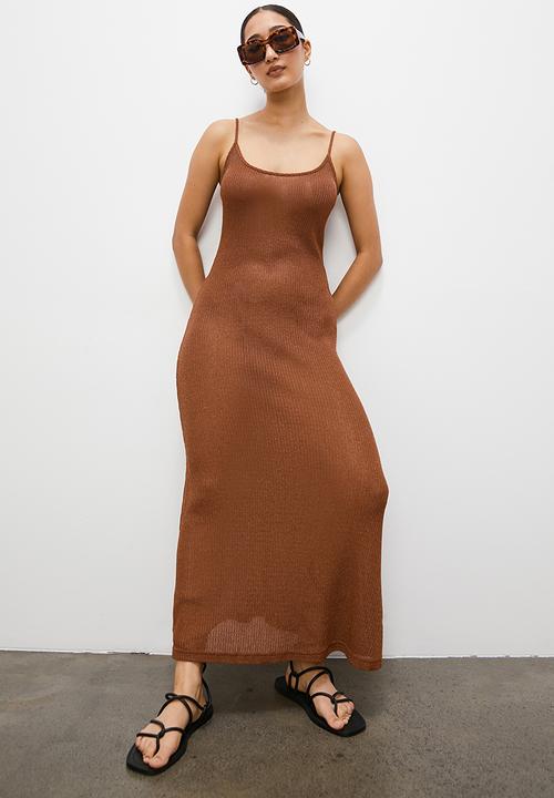 VELVET - Metallic maxi  tank dress - copper