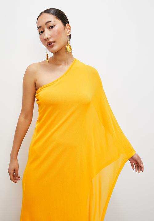 VELVET - Asym lightweight knit dress - marigold