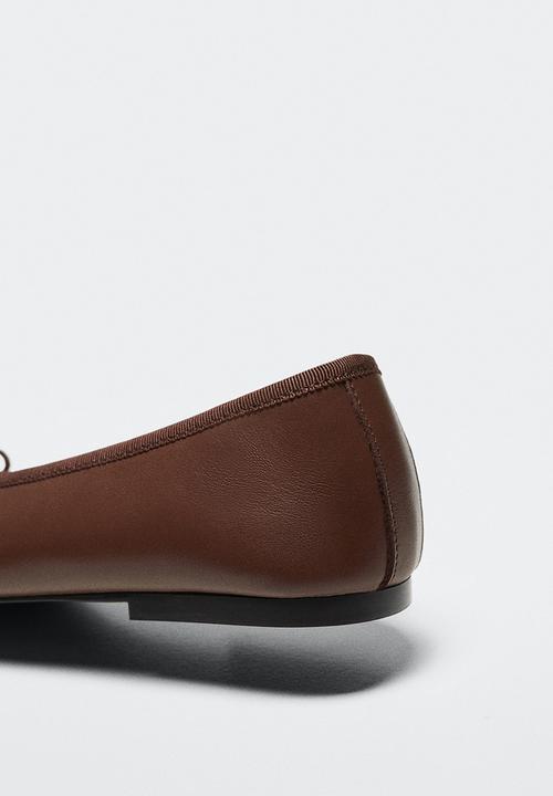 MANGO - Paso leather ballerina - dark brown