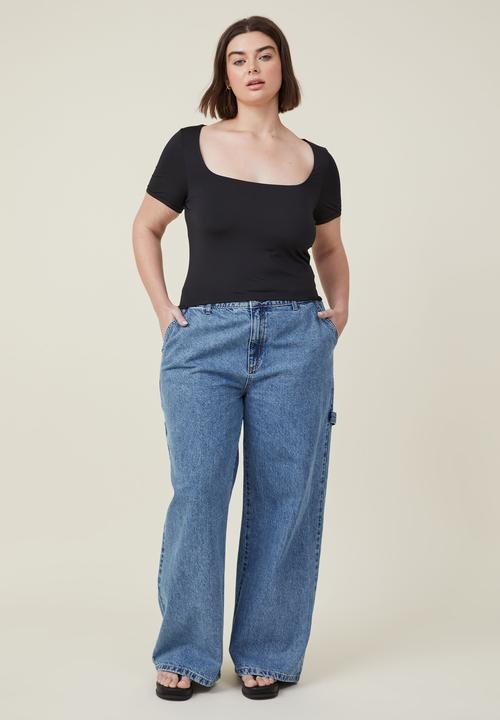 Cotton On - Curve sculpted cap sleeve top - black