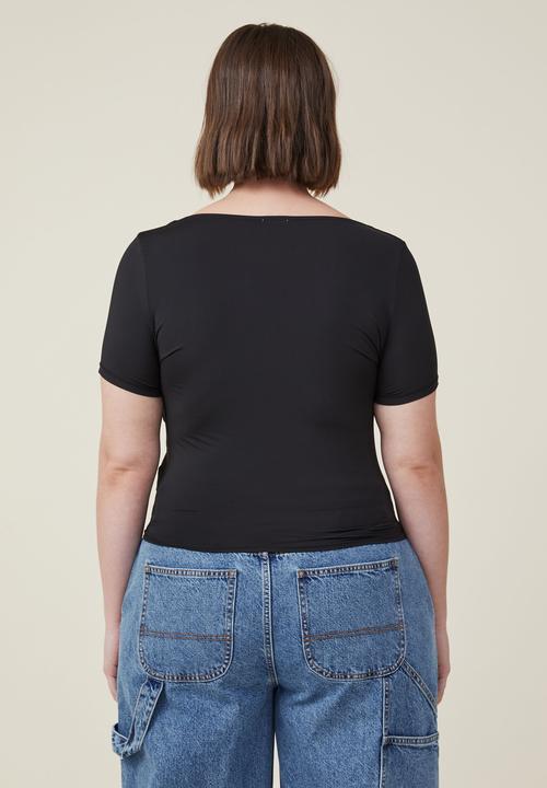 Cotton On - Curve sculpted cap sleeve top - black