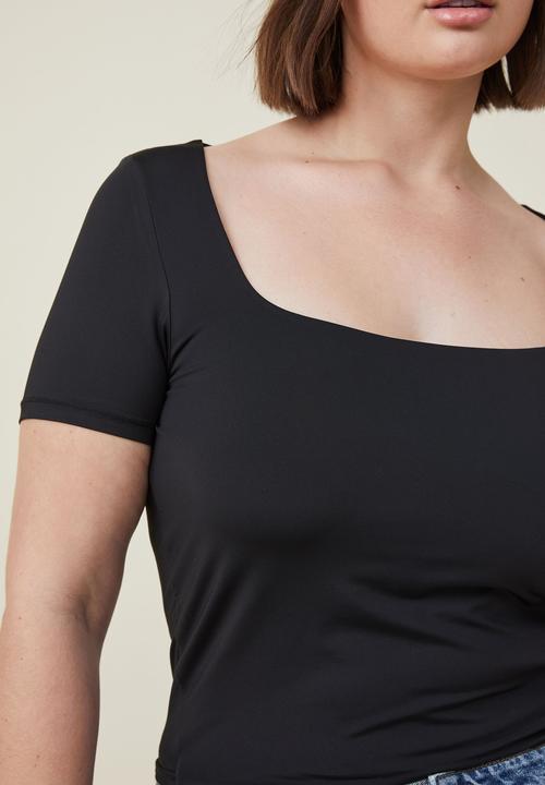 Cotton On - Curve sculpted cap sleeve top - black