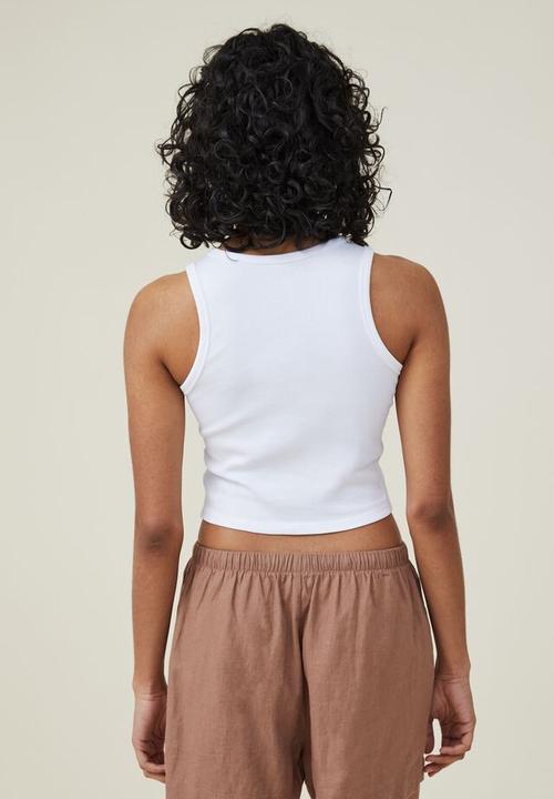 Cotton On - Graphic rib racer tank - almalfi/white
