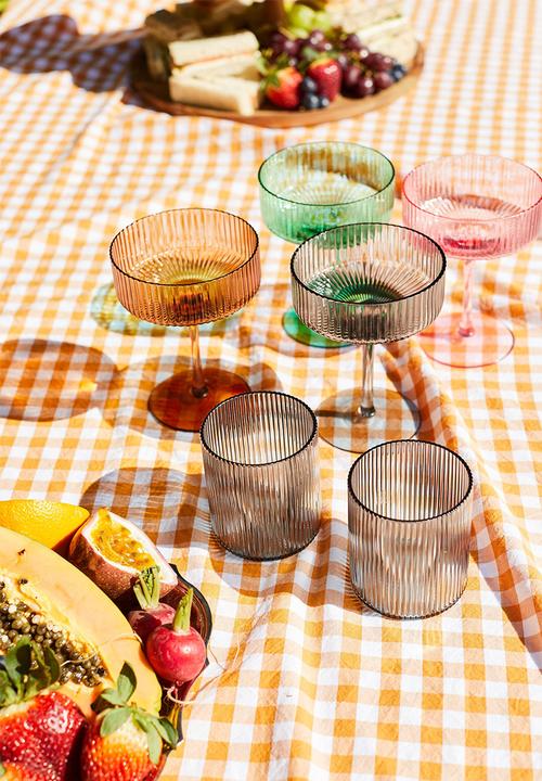 Typo - Set of 2 ribbed glass coupes - cool gray