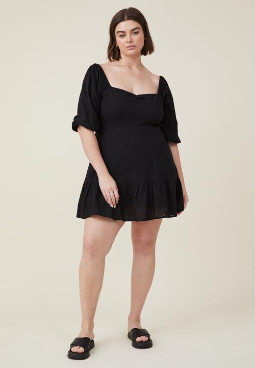 Cotton On - Curve maya full sleeve mini dress - black