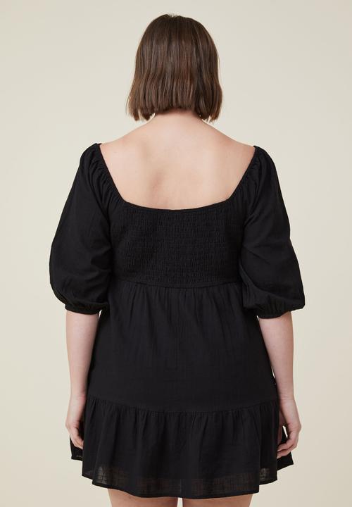Cotton On - Curve maya full sleeve mini dress - black