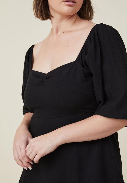 Cotton On - Curve maya full sleeve mini dress - black
