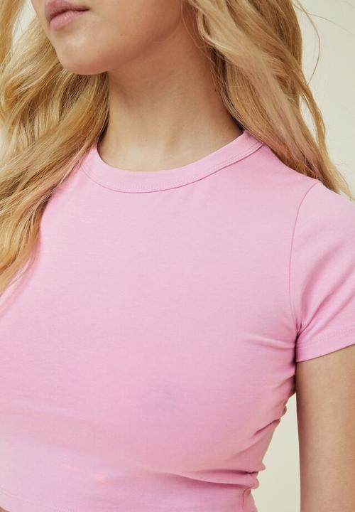 Cotton On - Micro crop tee - bubbly pink